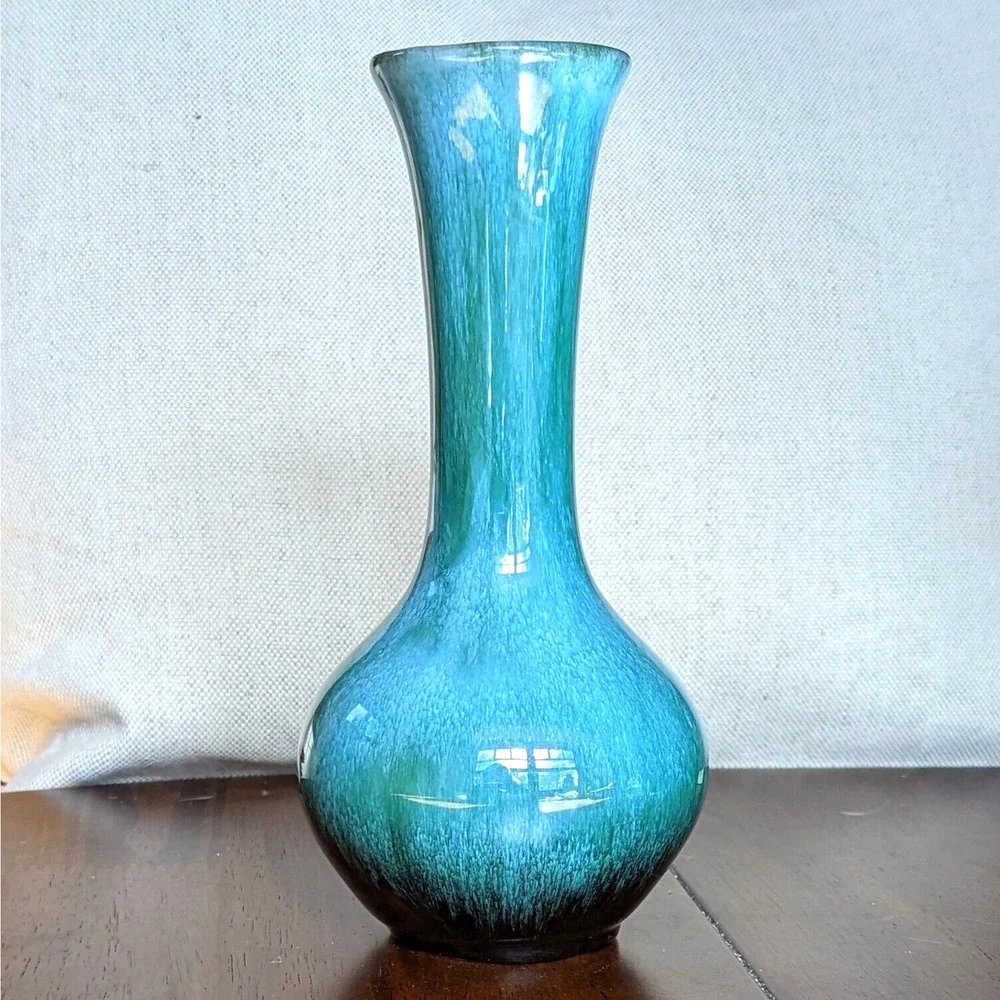 Blue Mountain Pottery Vase Drip Glaze Redware 8.5